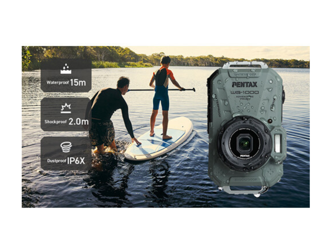 Pentax WG-1000 Waterproof Camera, 16.3 MP, 4X Zoom, Full HD Video Pentax WG-1000 Waterproof Camera, 16.3 MP, 4X Zoom, Full HD Video